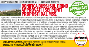 Bonifica Bussi sul Tirino approvati i sei punti proposti dal M5S
